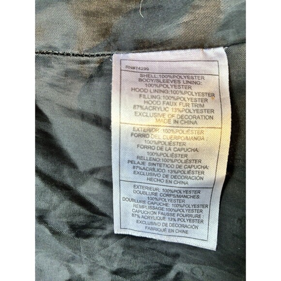 DKNY Girls Black Puffer Coat Faux Fur Hood Zip Jacket Size 7/8 S/P Warm - Picture 12 of 15